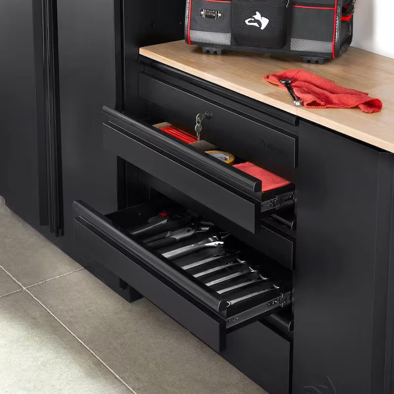 7-Piece Heavy Duty Welded Steel Garage Storage System in Black I70734