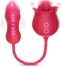 Rose Sex Toy Dildo Vibrator 3in1 Stimulator with 9 Tongue Licking & 9 Thrusting N3869