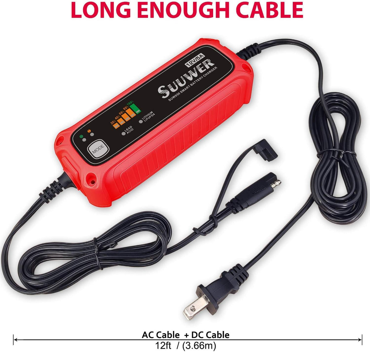 12V/5A 7-Stages Smart Charger/Maintainer Desulfator, IP65 Waterproof, Pack of 2 R523