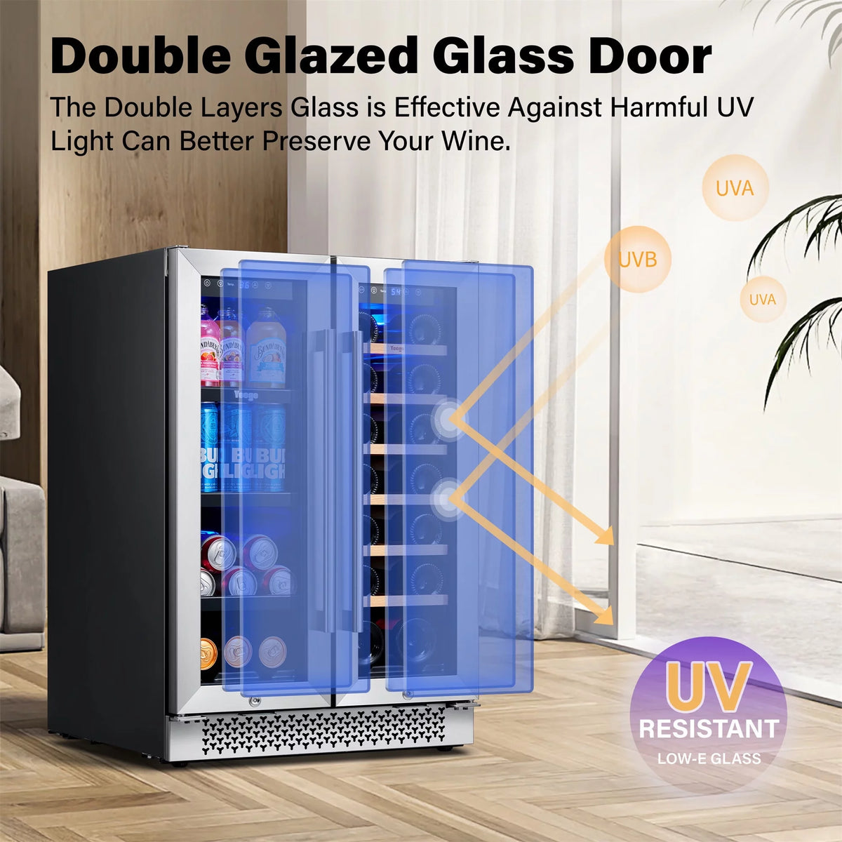 24 Can Beverage Refrigerator with Glass Door Y5658