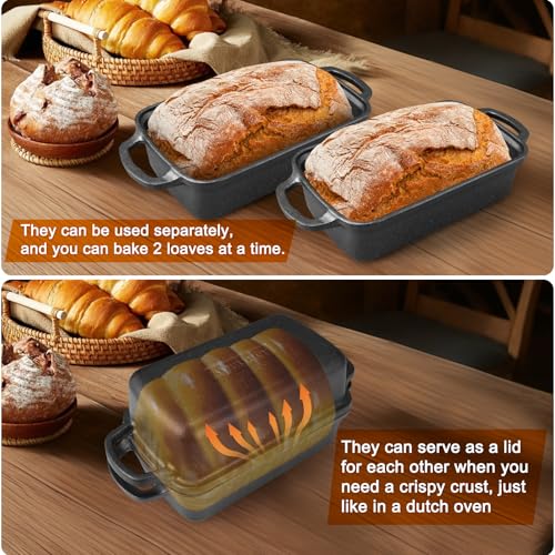 2 in 1 Cast Iron Bread Pan with Lid 9×5 Inch M64776