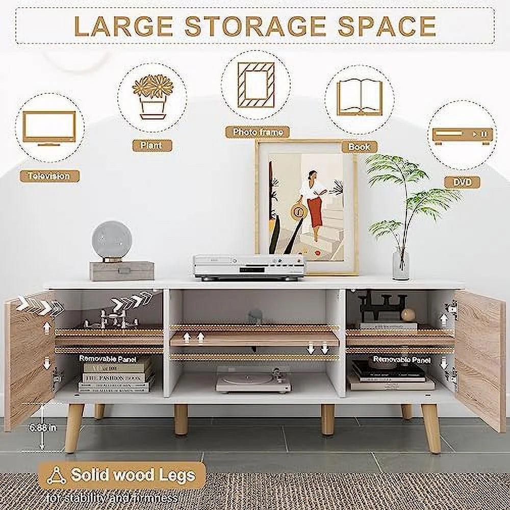Black Walnut TV Stand with Push Up Doors M5105
