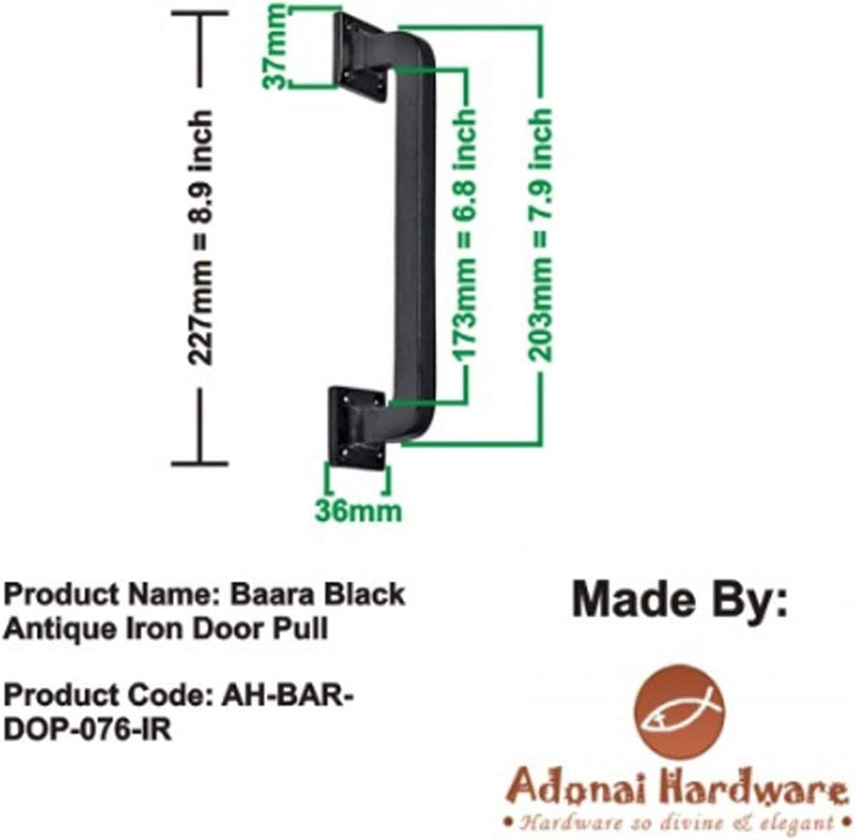 Industrial Sliding Door Pull Handles, Oil Rubbed Bronze, Pack of 2 U54891