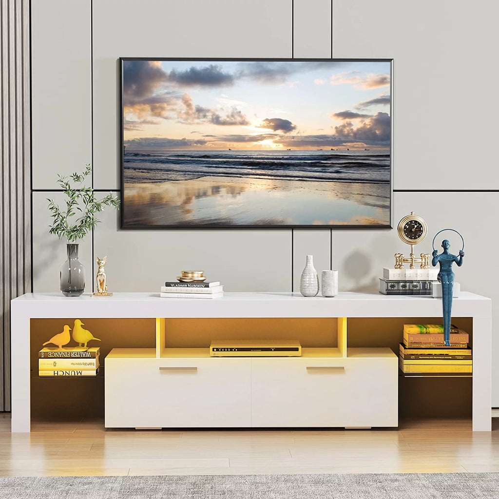 Black TV Stand for 70 Inch TV with LED Light T74339