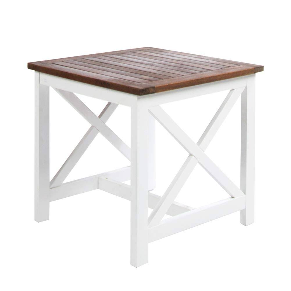 Acacia Wood End Table with White Frame R770144