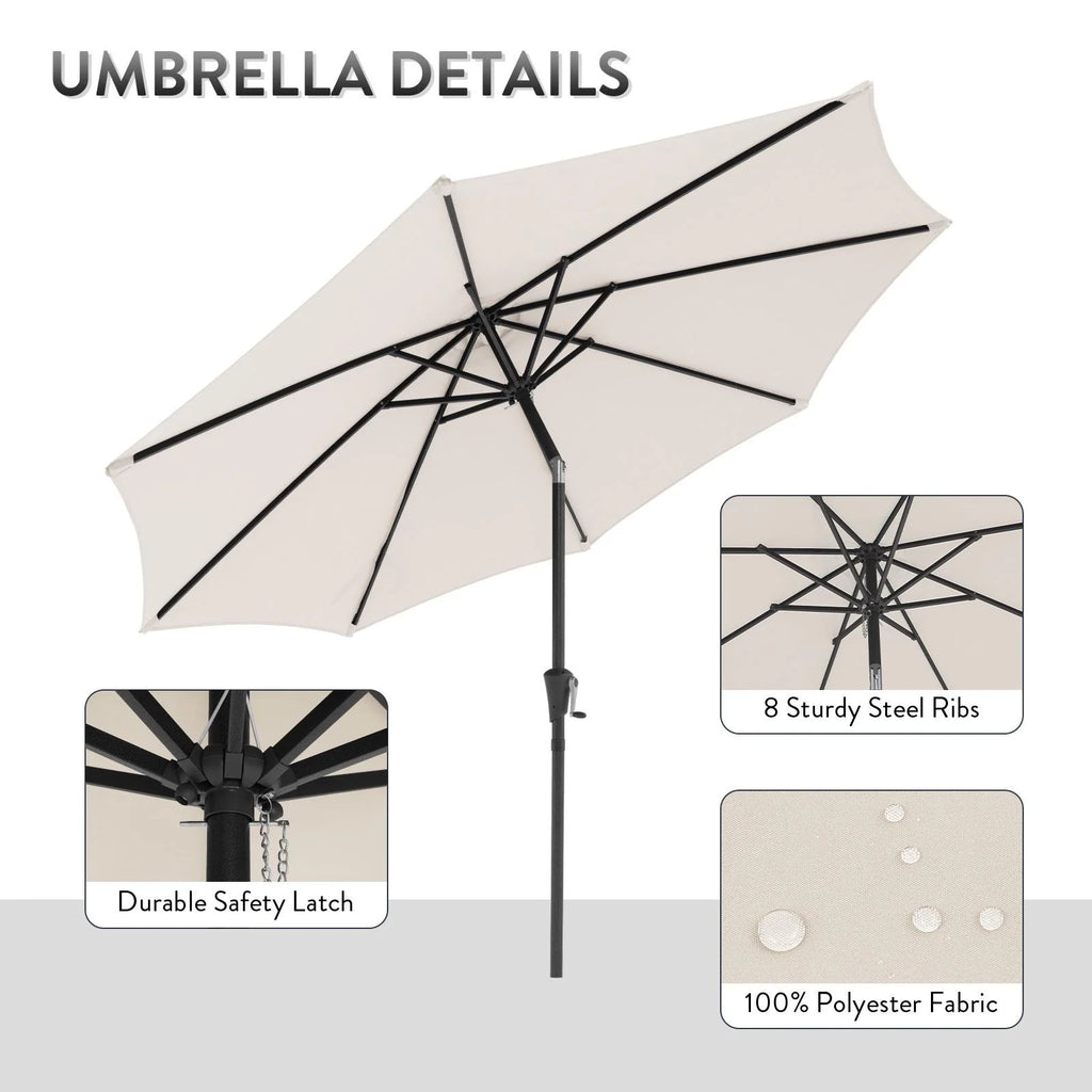Cream 9-Feet Patio Umbrella with 8 Ribs P951