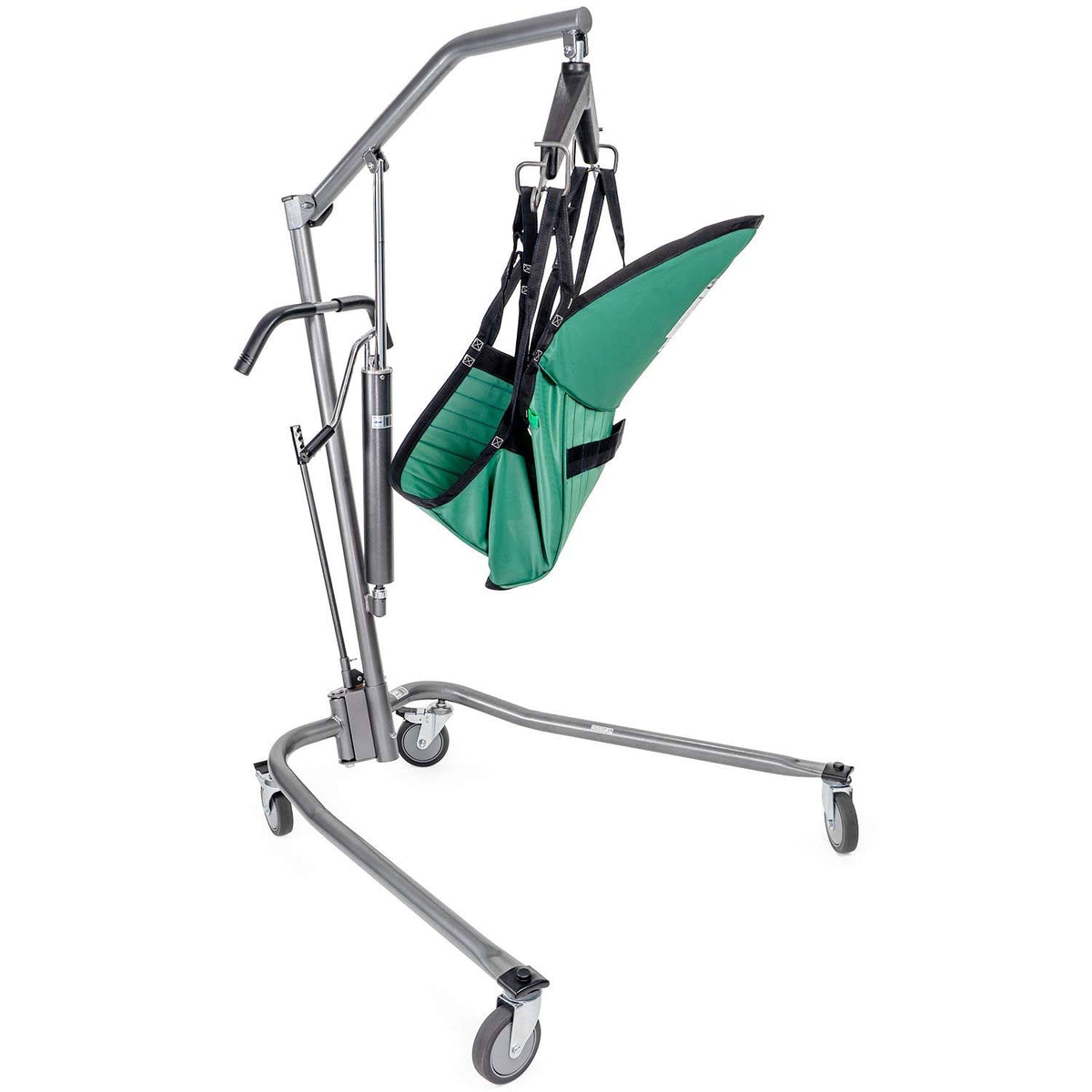 Hydraulic Patient Lift with Six Point Cradle, 5x22 Casters, Silver Vein Z1500