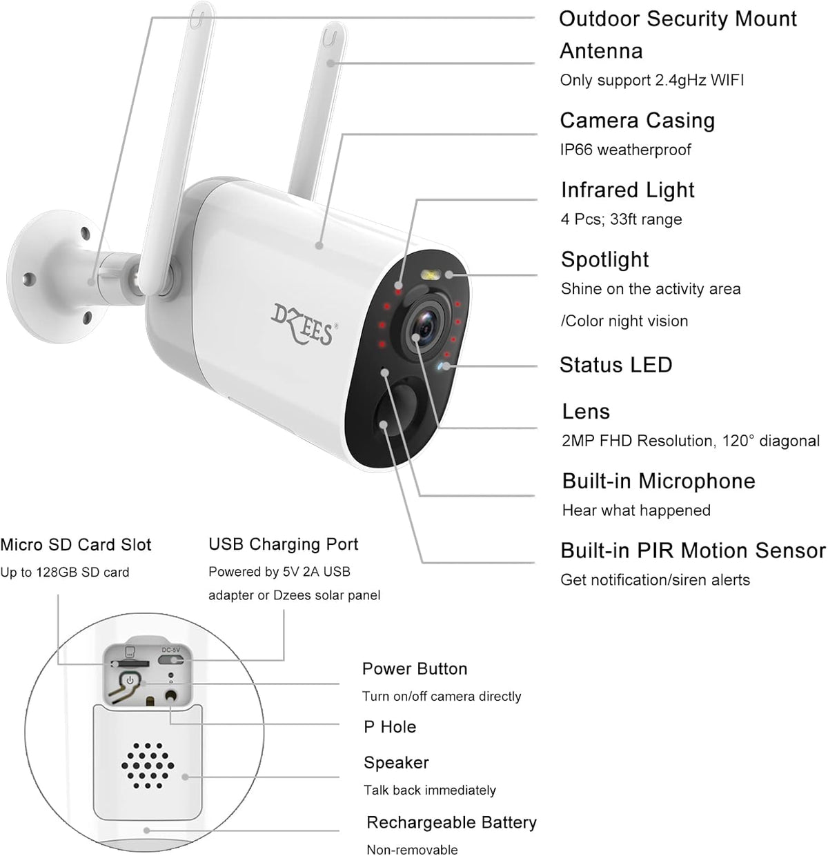 Wireless Outdoor Security Camera with Spotlight & Siren, 1080P Battery Powered, AI Motion Detection, 2-Way Audio, Color Night Vision, IP66 Weatherproof Y840639