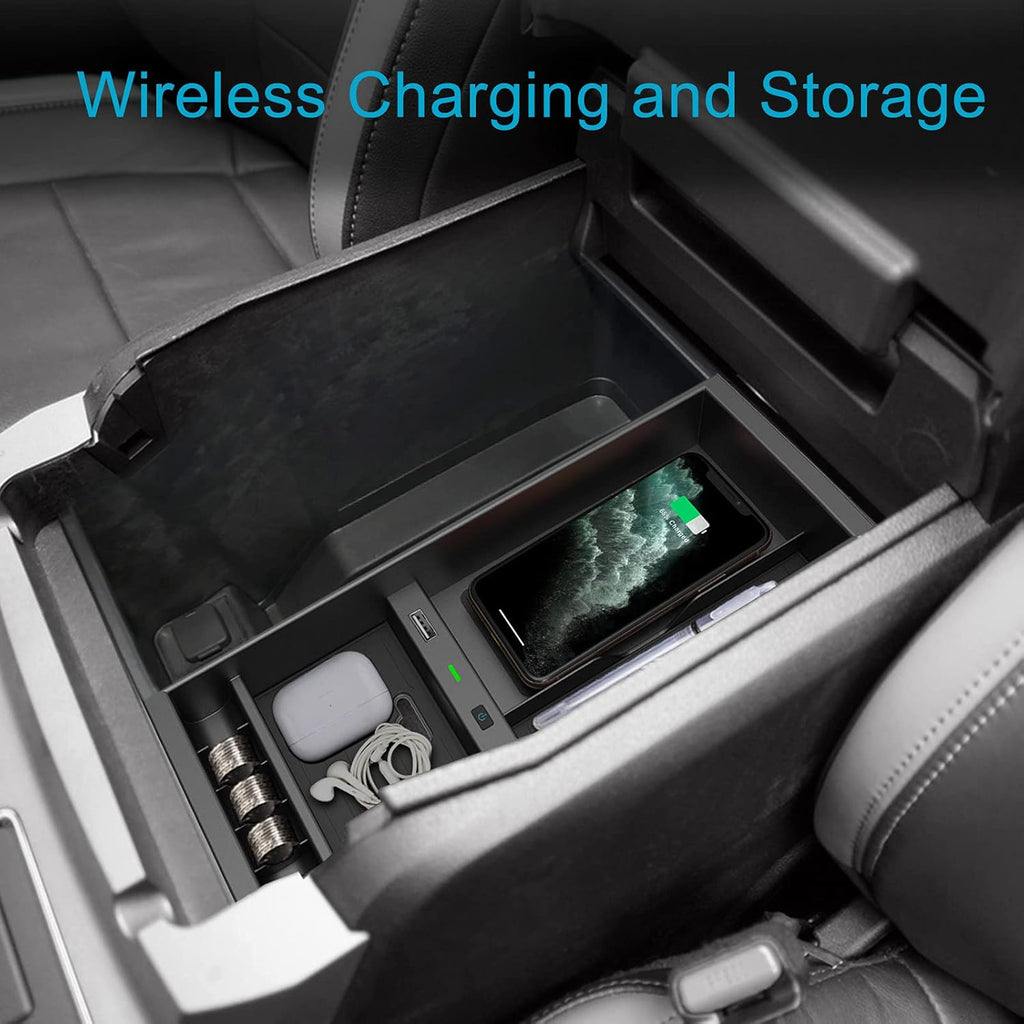 Wireless Charger Center Console Organizer Box for Ford F150 O6978