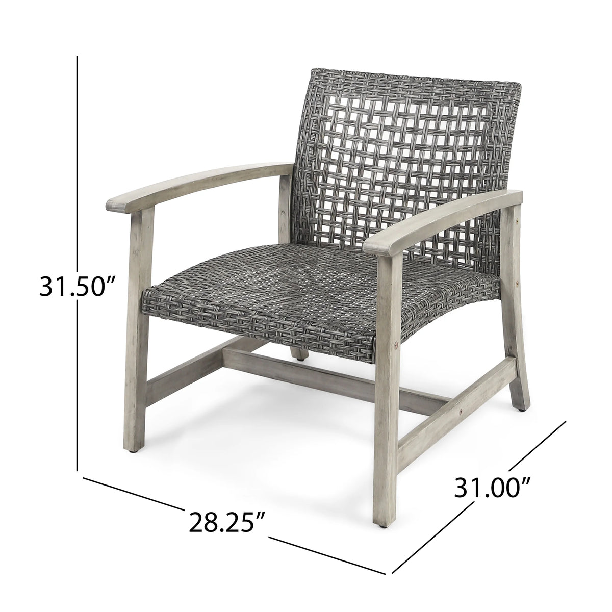 Black 5 Piece Wicker Outdoor Club Chairs & Fire Pit Set G498150