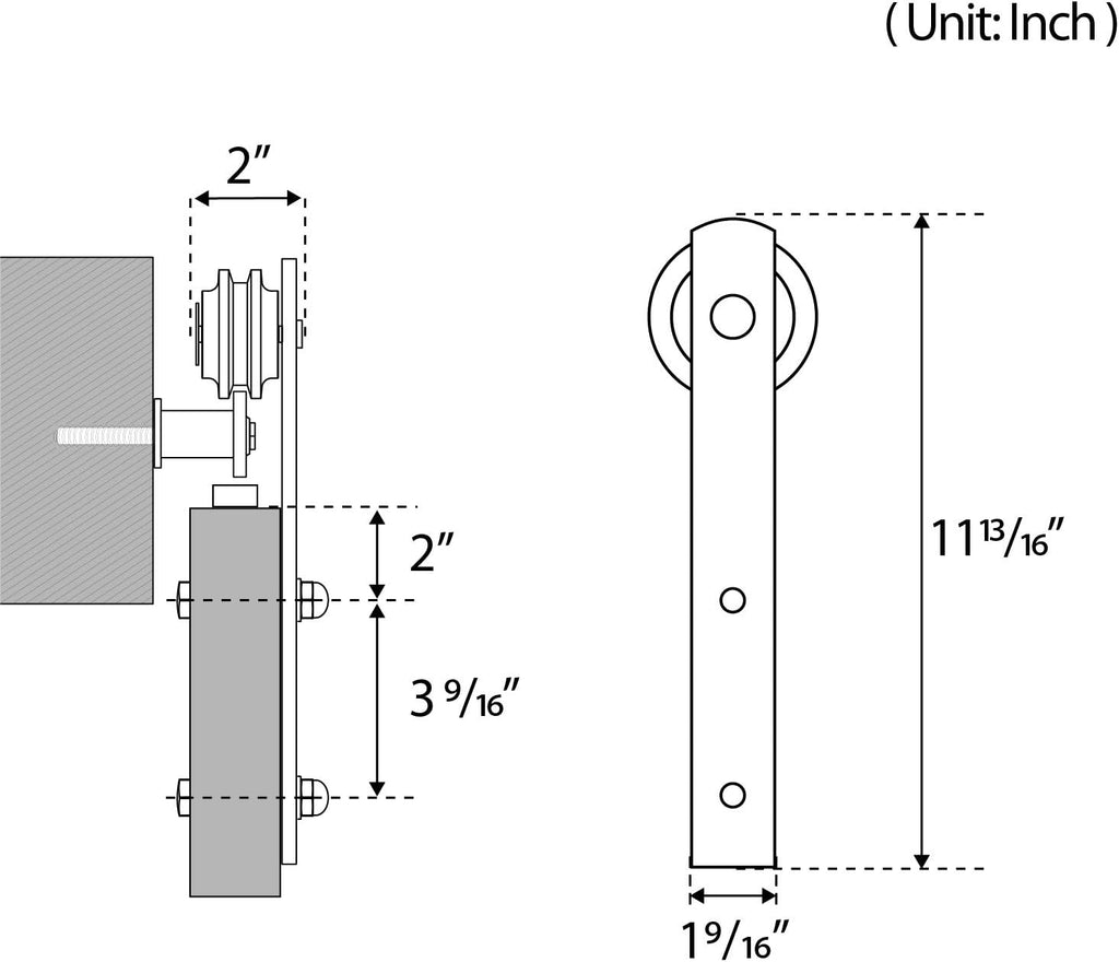 6ft Heavy Duty Sliding Barn Door Hardware Kit for 36" Wide Door Panel S68192