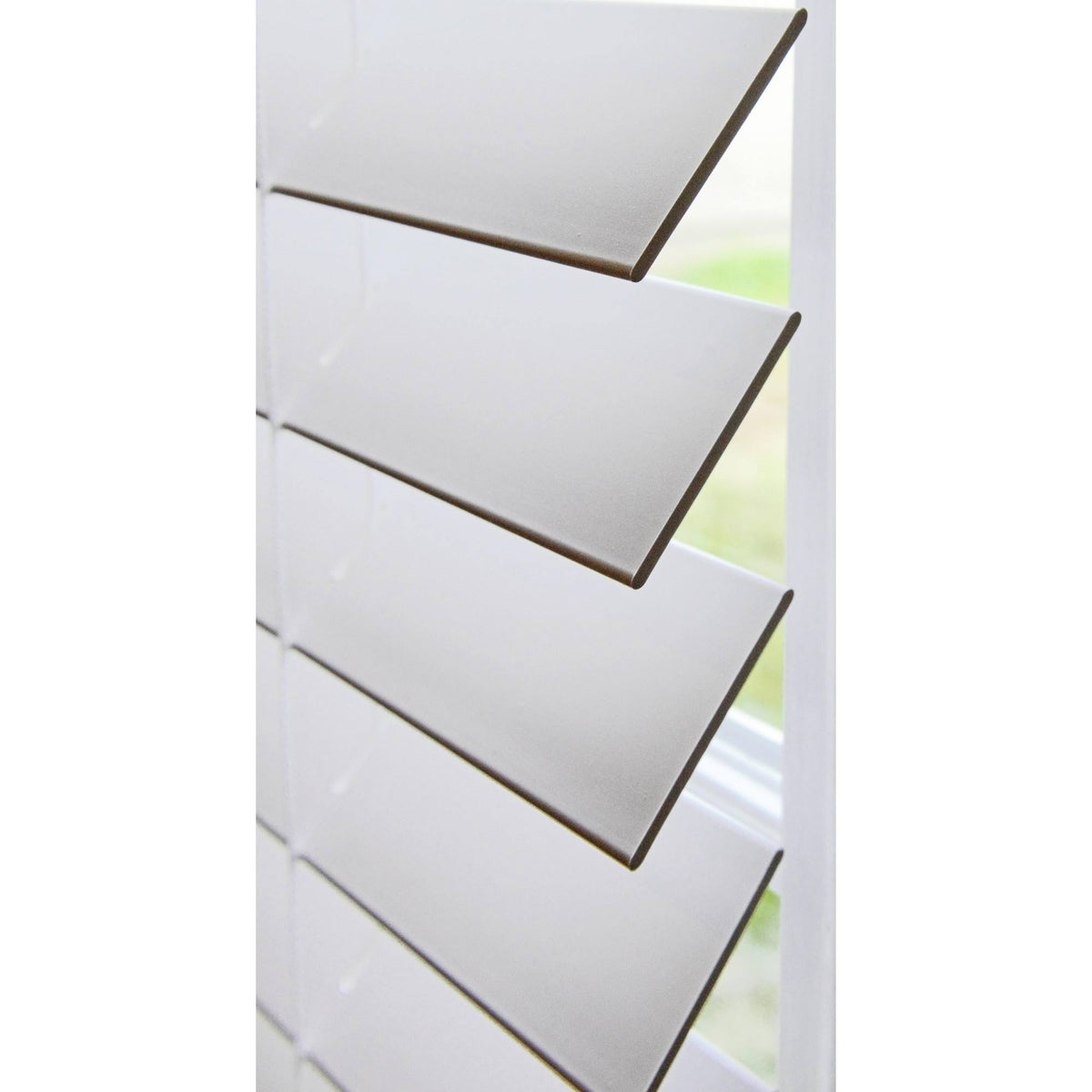 White Cordless Faux Wood Blind 57 W x 72 H Z385