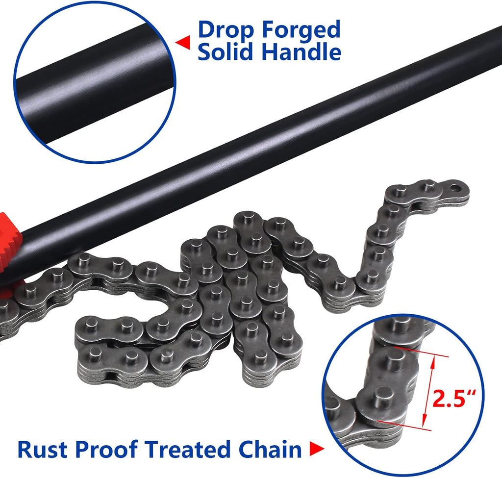 64inch Double-end Chain Pipe Wrench, Chain Tongs, Heavy Duty Plumbing Tool W321152