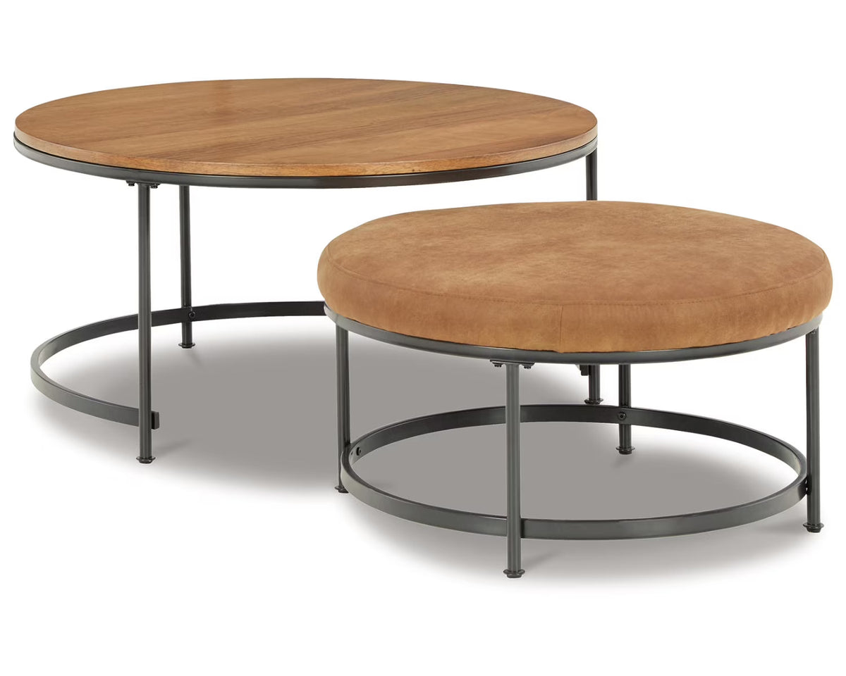 Nesting Coffee Table Set of 2 Light Brown/Black I46703