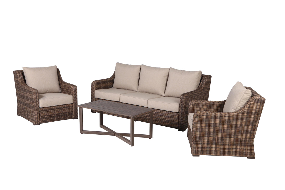 4-Piece Outdoor Conversation Set Brown F91480