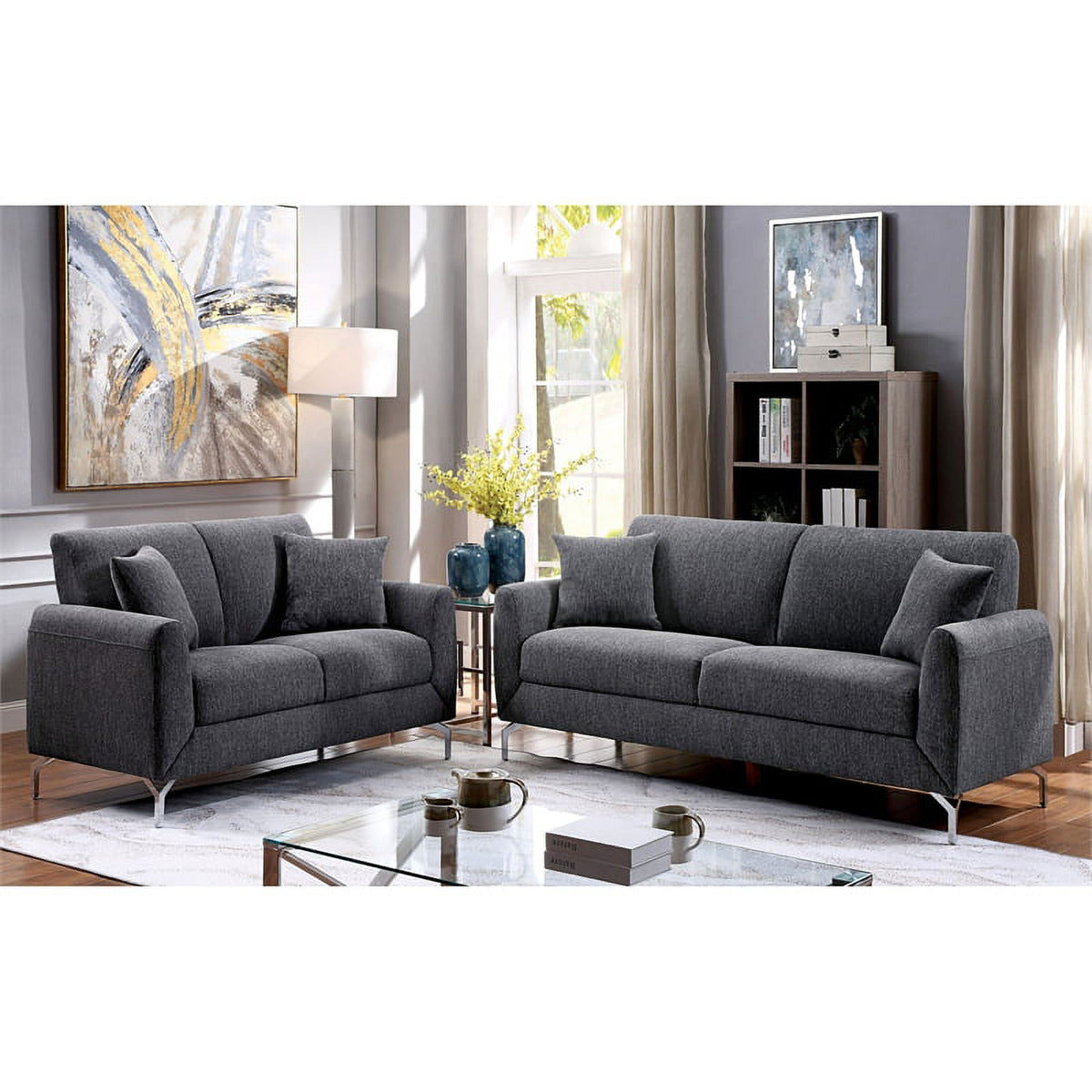 Gray Fabric 3-Piece Sofa Set G935