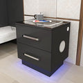 Black Nightstand with Charging Station and Drawers Q8226
