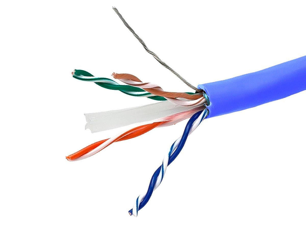 Solid 550Mhz F/UTP CMR Riser Rated Pure Bare Copper 23AWG 500ft Blue Ethernet Bulk Cable Y556981