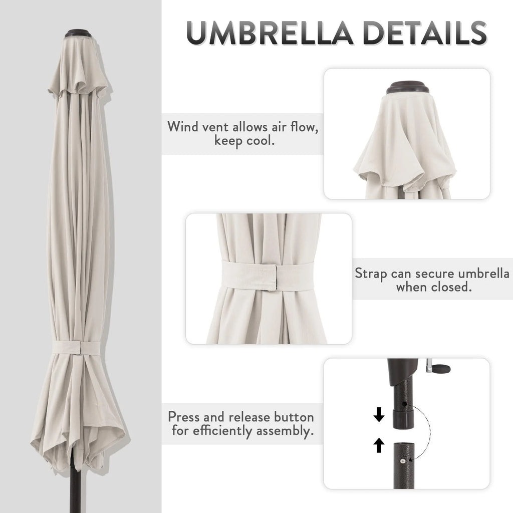 Cream 9-Feet Patio Umbrella with 8 Ribs P951