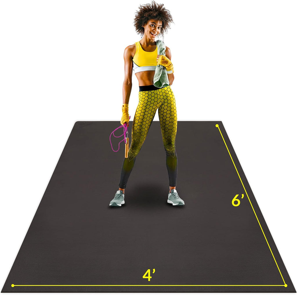 Large Exercise Mat 6' x 4' x 7mm Non-Slip Rubber Workout Mat A466929