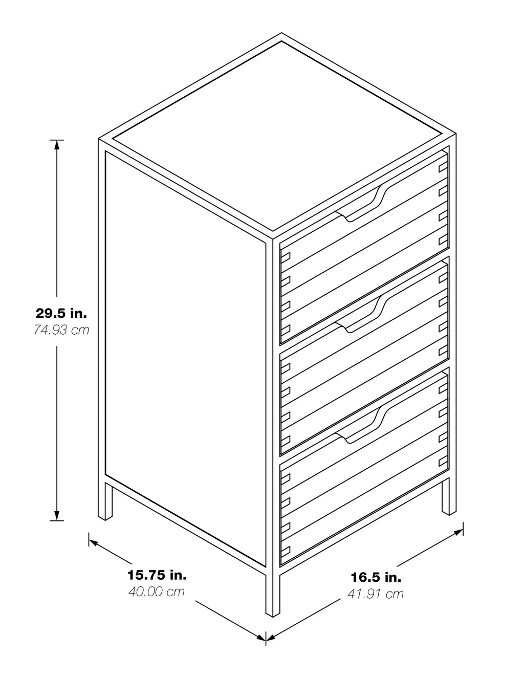 Walnut Storage Cabinet with 3 Drawers X678