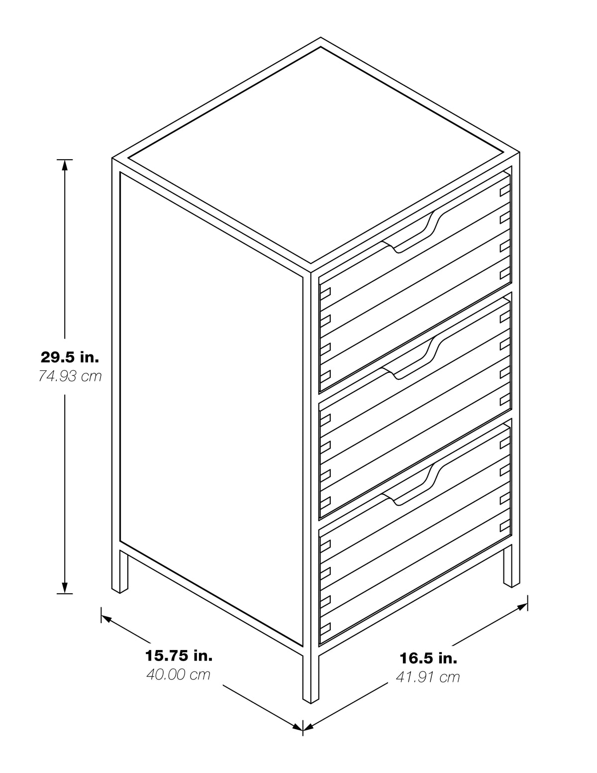 Walnut Storage Cabinet with 3 Drawers X678