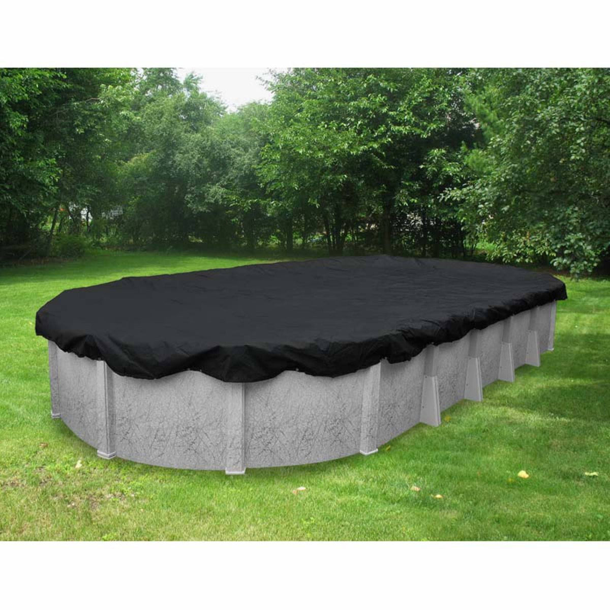 Black Mesh Heavy-Duty Winter Cover for Oval Above-Ground Swimming Pools B6895