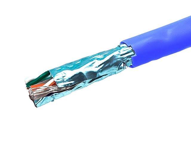 Solid 550Mhz F/UTP CMR Riser Rated Pure Bare Copper 23AWG 500ft Blue Ethernet Bulk Cable Y556981