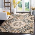 Slate Blue/Beige Geometric Circles Area Rug, 6' x 9' E616563