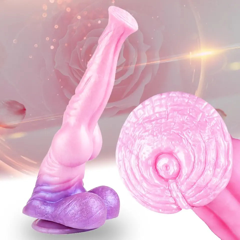 Pink Purple Soft Silicone XL Dildo 11.18 Inch W32609