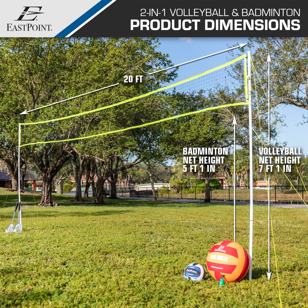 Volleyball and Badminton Combo Set with Adjustable Height Net G522513