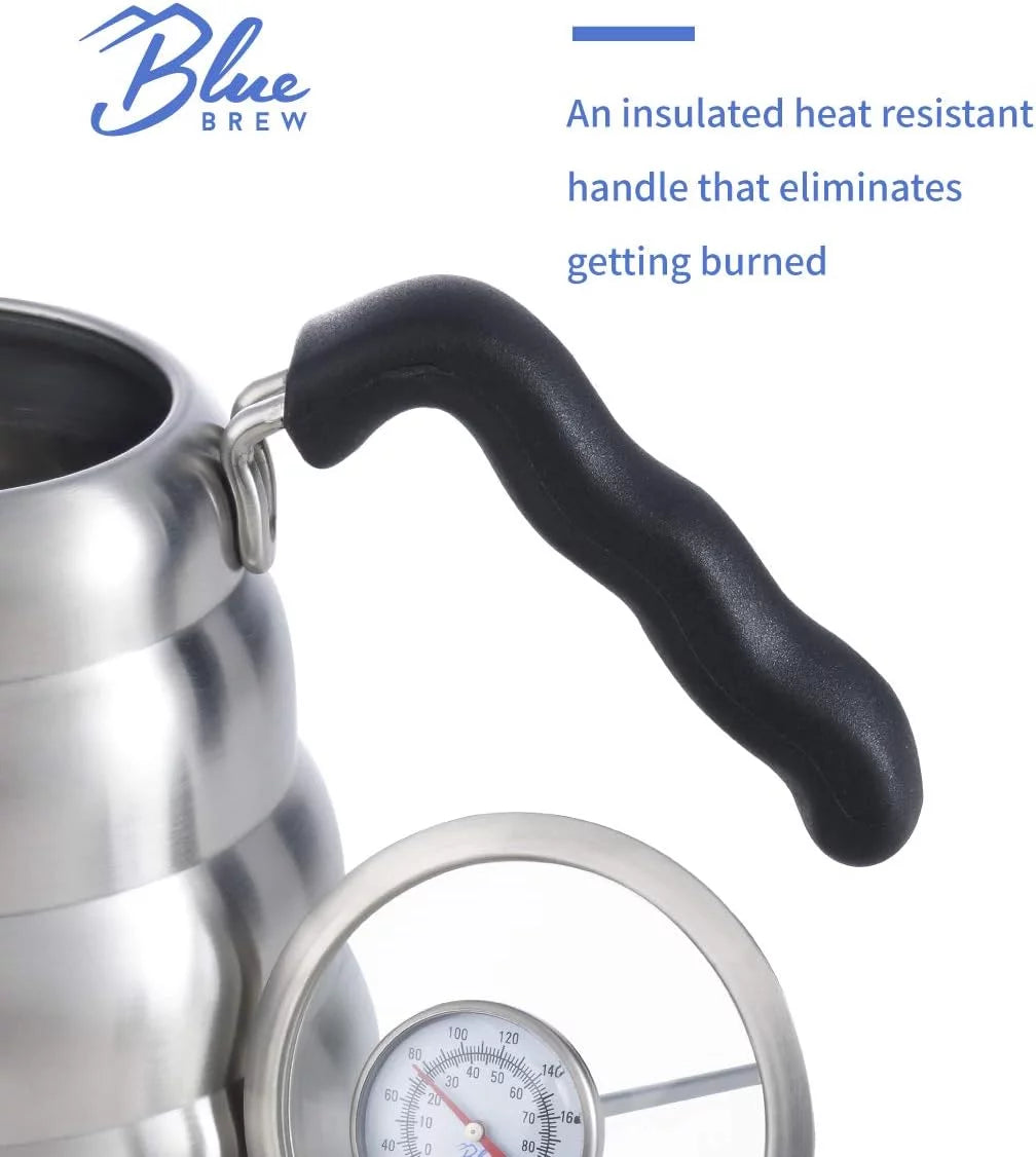 40 Fl Oz Stainless Steel Gooseneck Pour Over Kettle with Thermometer K847