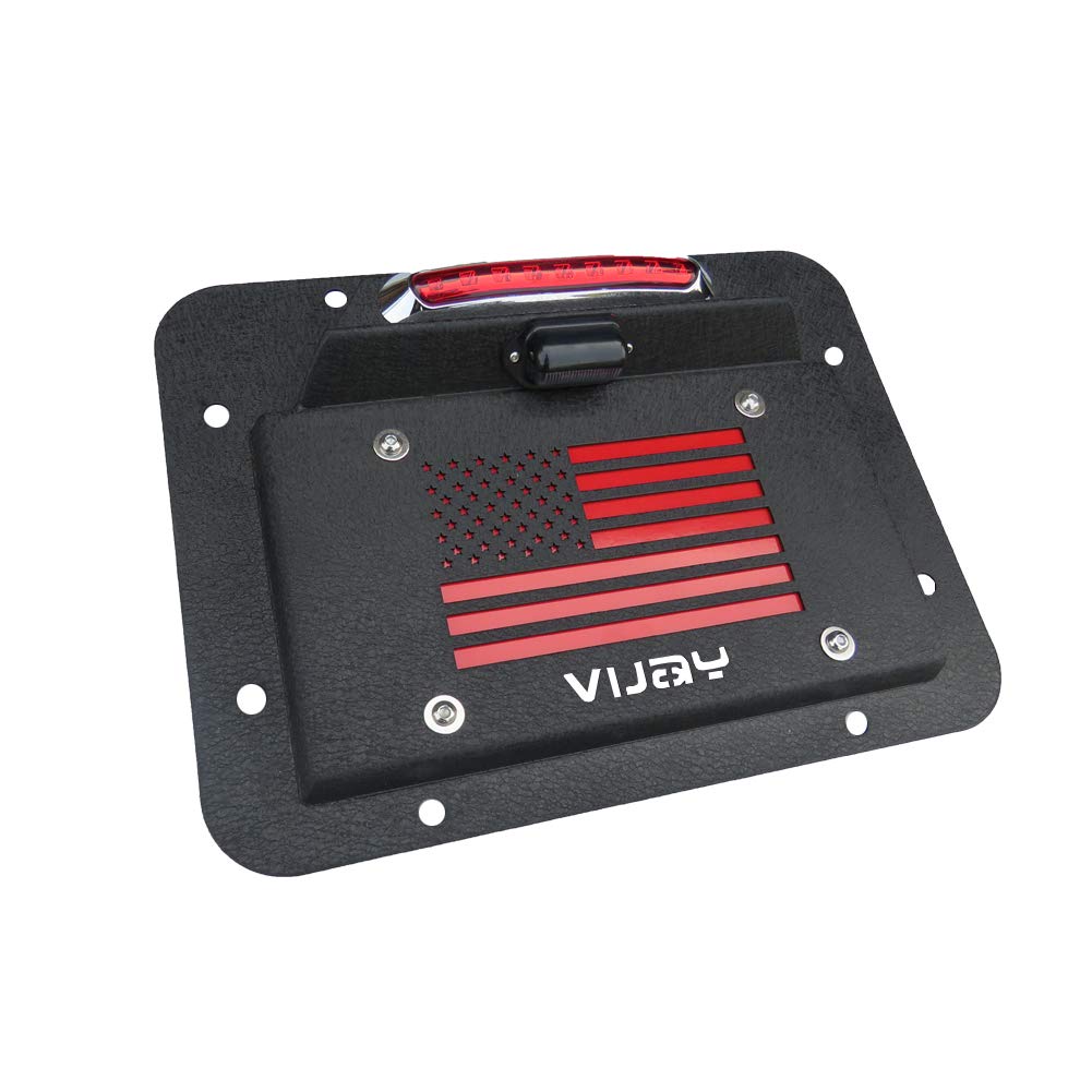 Spare Tire Delete License Plate Relocation Kit with Plate Light and Third Brake Light for Wrangler JK JKU Q834