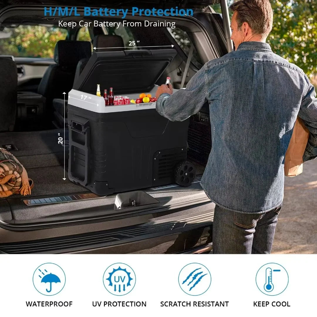 12 Volt Portable Car Refrigerator Freezer 53 Quarts Black D865173