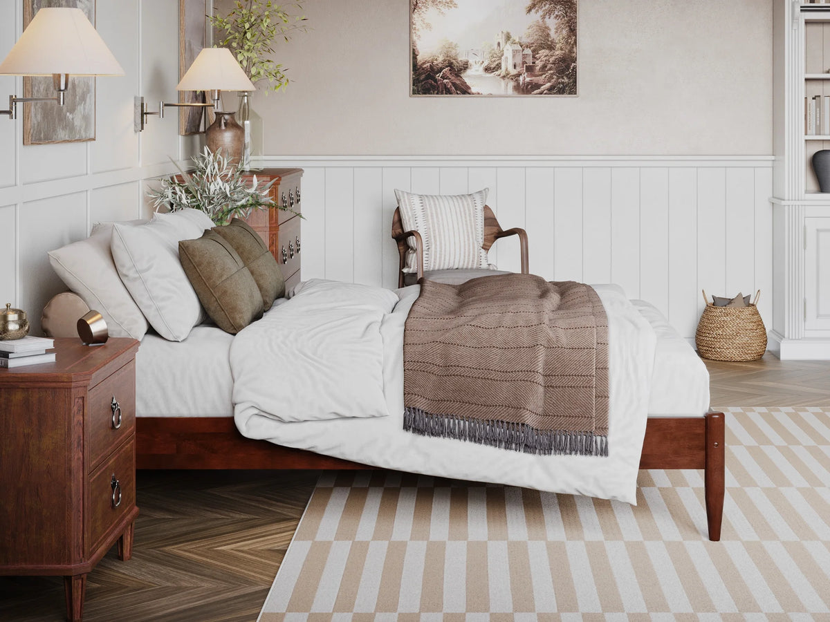 14" Walnut Solid Wood Platform Bed S39661