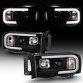 Black LED Tube Projector Headlights Pair S8187