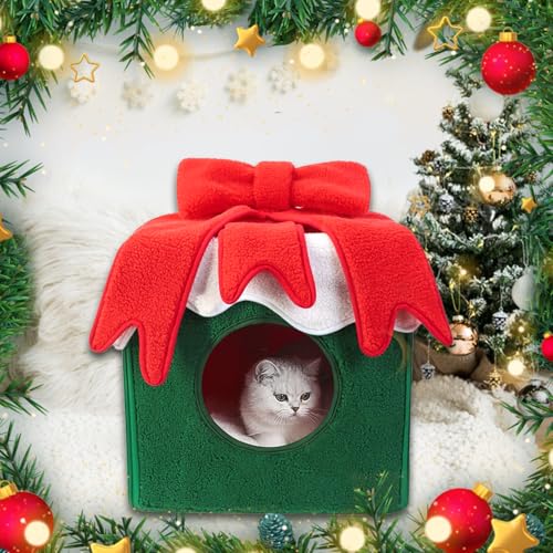 Christmas Cat House Cat Bed Cat Tree Decor Indoor Cat Tent Cave W61581