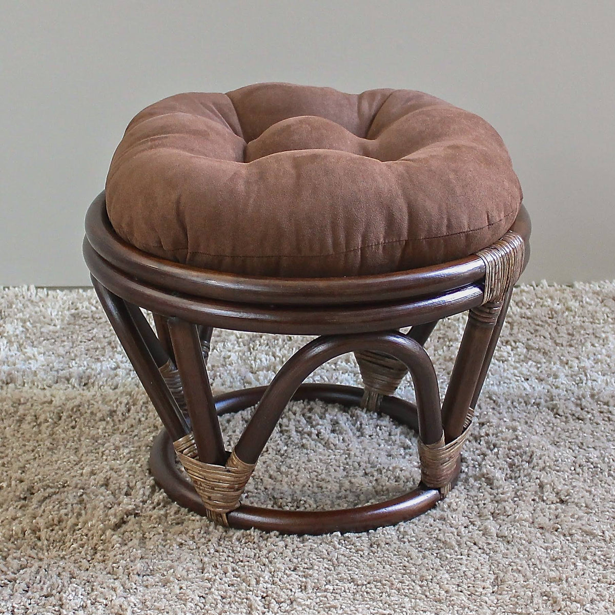 Red Wine Microsuede Papasan Footstool Q243