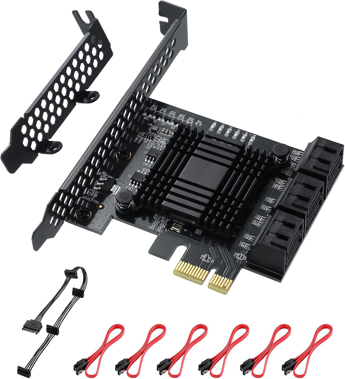 6 Port PCIe SATA 3.0 Card with 6 SATA Cables and Low Profile Bracket X87088