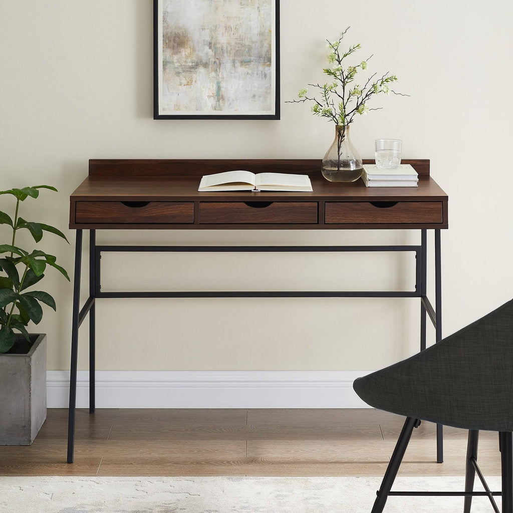 Dark Walnut 3-Drawer Writing Desk X762253