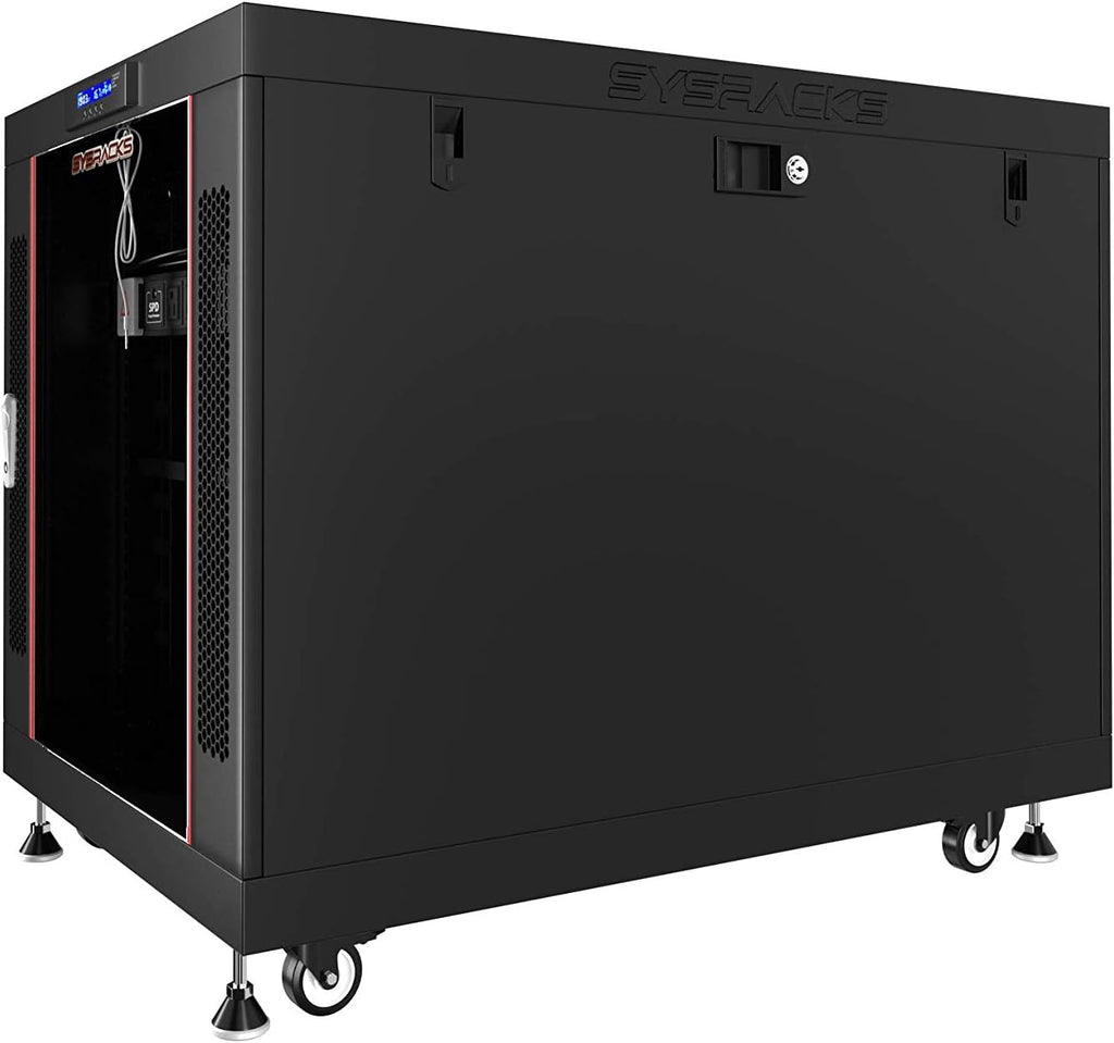 15U 35 inch Deep Server Rack Cabinet Enclosure with Cooling Fans, LCD Screen, Thermostat, PDU, Casters, Shelf X459