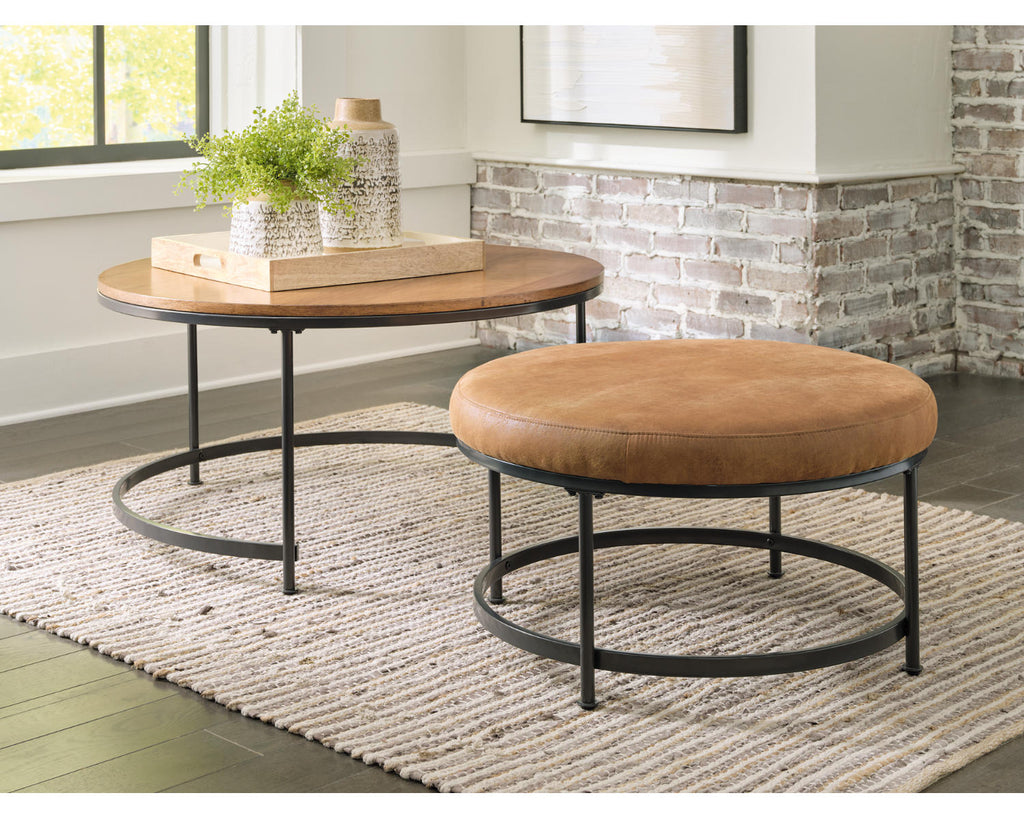 Nesting Coffee Table Set of 2 Light Brown/Black I46703