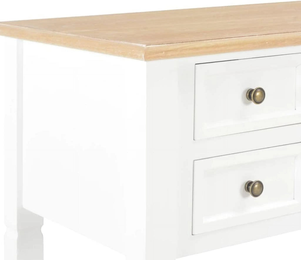 Brown and White 5 Drawer Wooden Writing Desk F46558