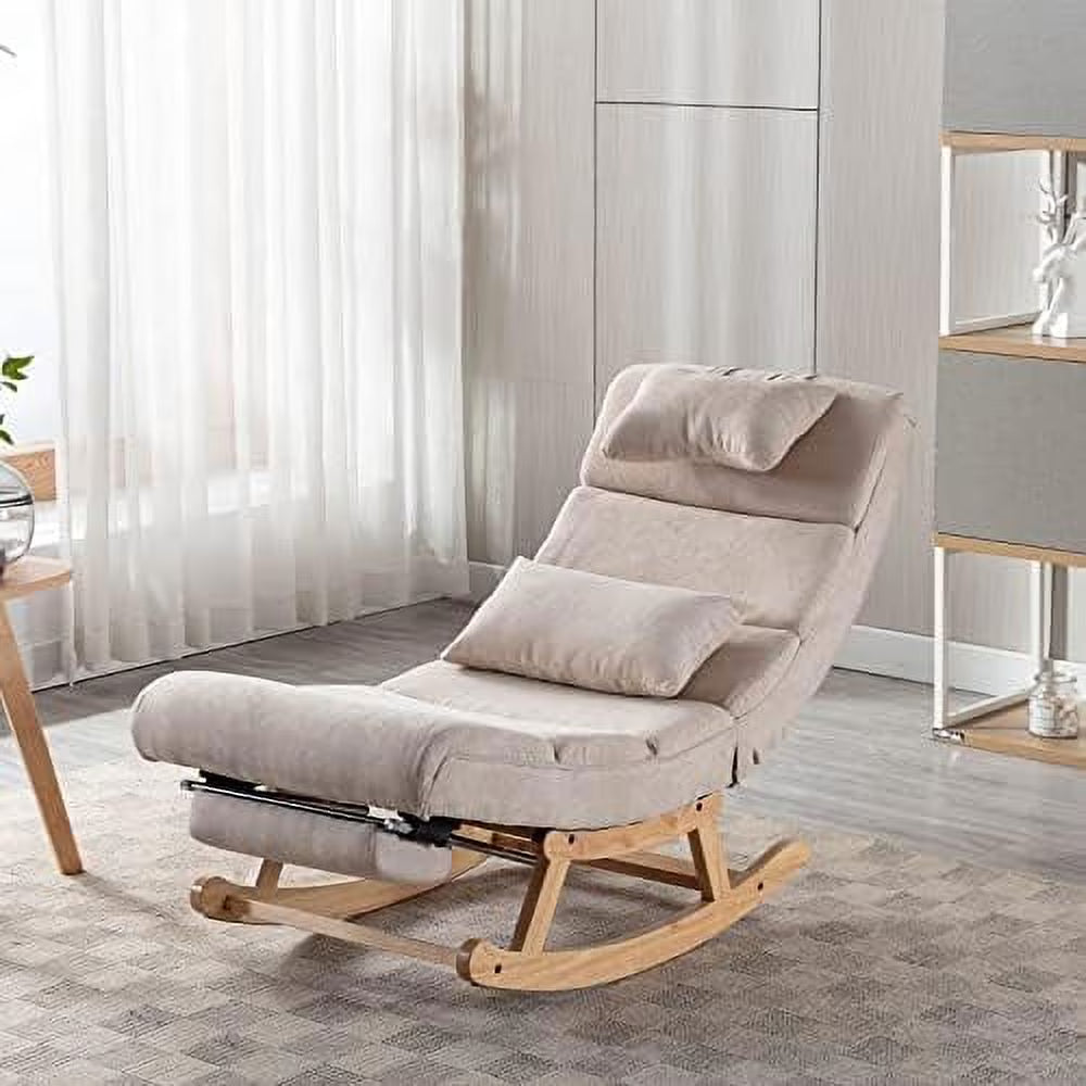 PU Leather Upholstered Rocking Recliner Chair with Pillows & Foot R511