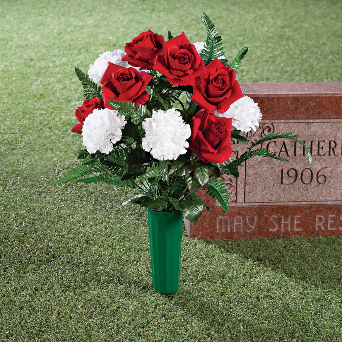 Red Roses and White Carnation Memorial Bouquet R40764