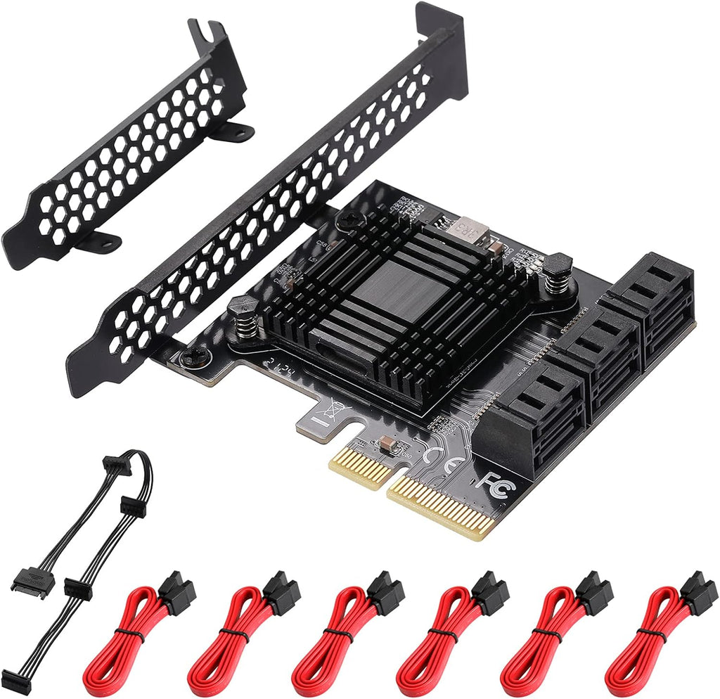6 Port PCIe SATA 3.0 Card with 6 SATA Cables and Low Profile Bracket X87088