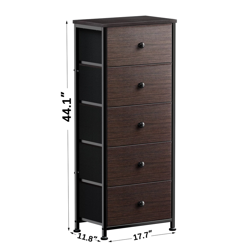 Rustic Brown 5 Drawer Faux Leather Dresser Y7167