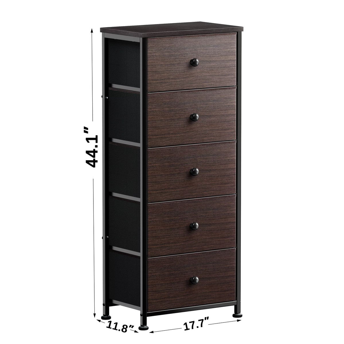 Rustic Brown 5 Drawer Faux Leather Dresser Y7167