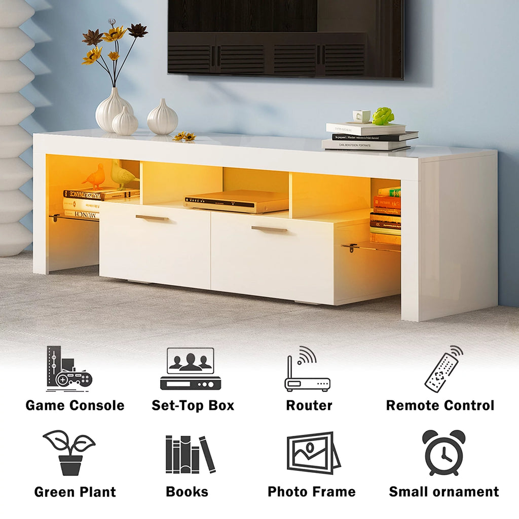 Black TV Stand for 70 Inch TV with LED Light T74339