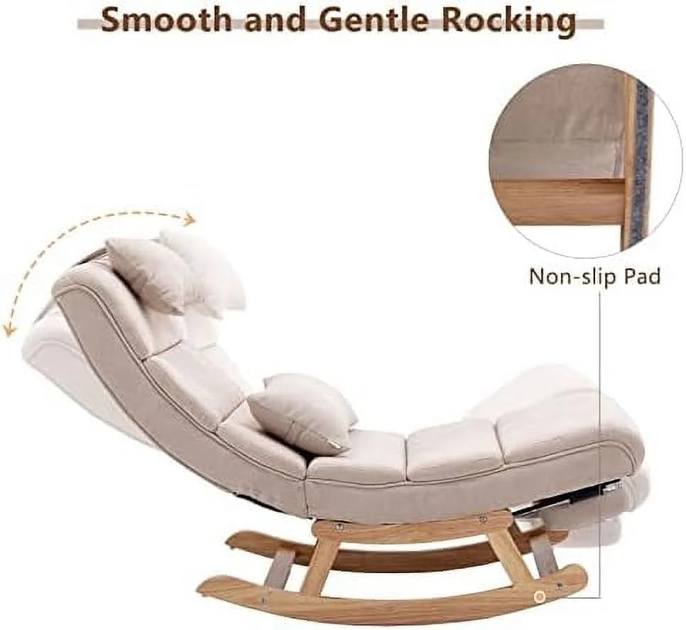PU Leather Upholstered Rocking Recliner Chair with Pillows & Foot R511